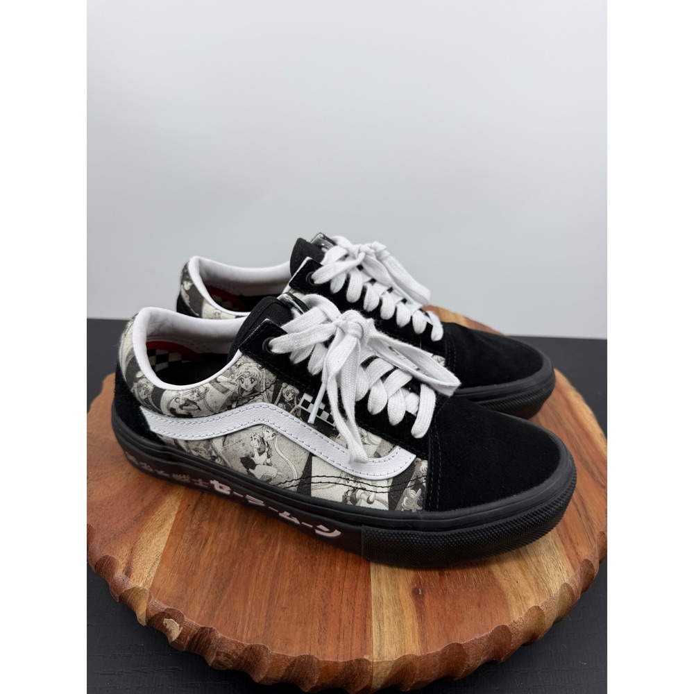 Vans Sailor Moon Skate Old Skool Sneakers Mens 6.5 Black White Manga Print